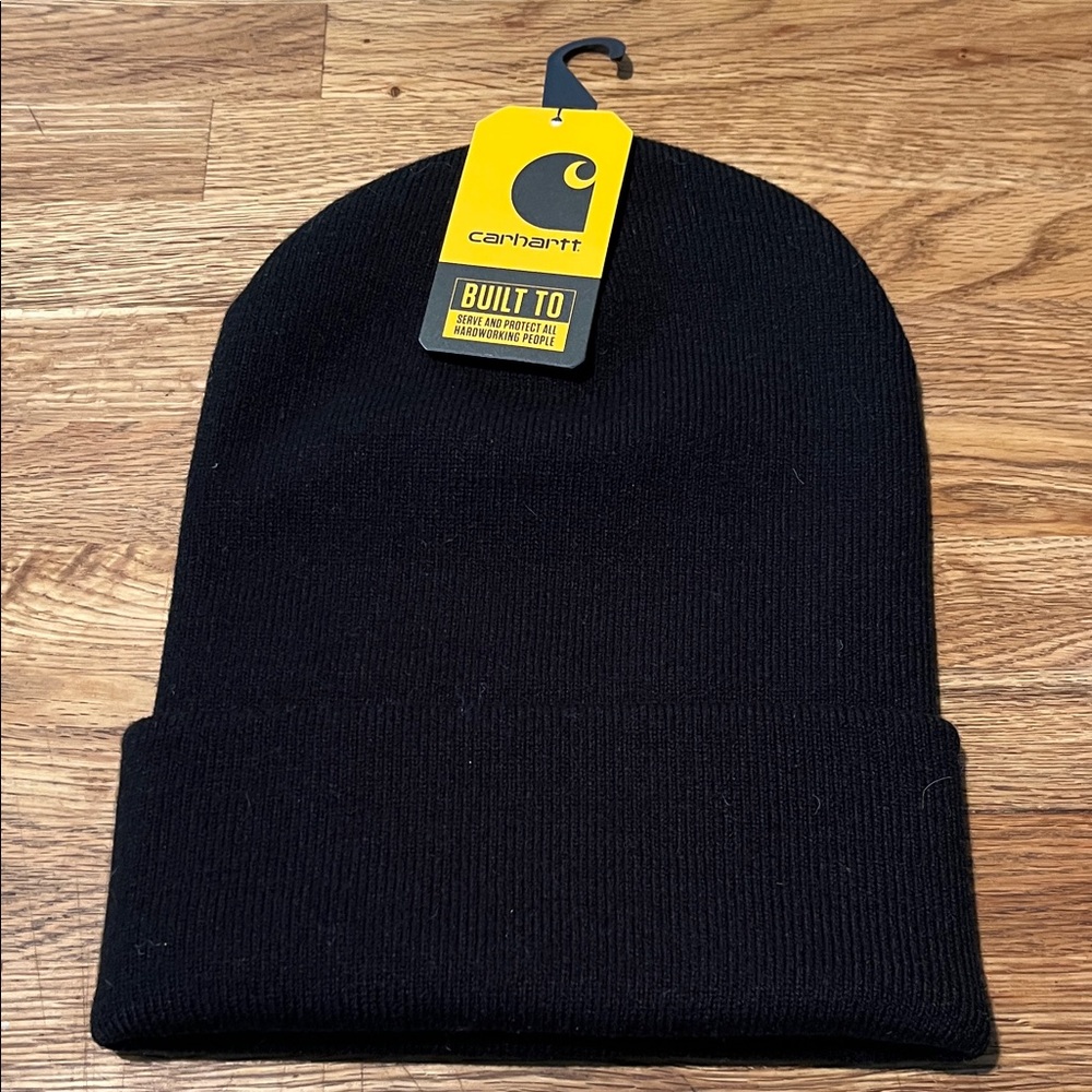 NWT Carhartt Black Cuffed Knit Beanie with Tag - Picture 1 of 2